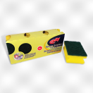 02.05.011 Spons synth. Geel met handgreep + groen abrasief   9.5 x 7,0 x 4,5 cm 3 stuks  02.05.011